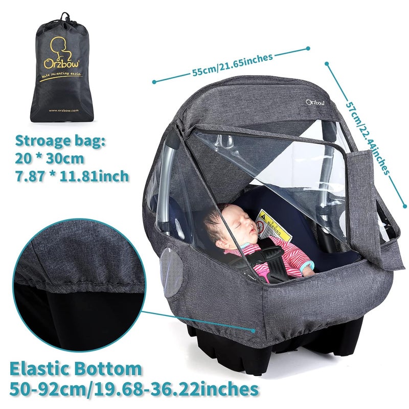 IvyWind Universal Car Seat Rain Cover, Weather Shield for Infant Car Seat with Storage Bag, Side Ventilation & Handle Opening, Provides Extra Protect Baby During The Covid-19, Baby Travel Accessories, Black - Image 5